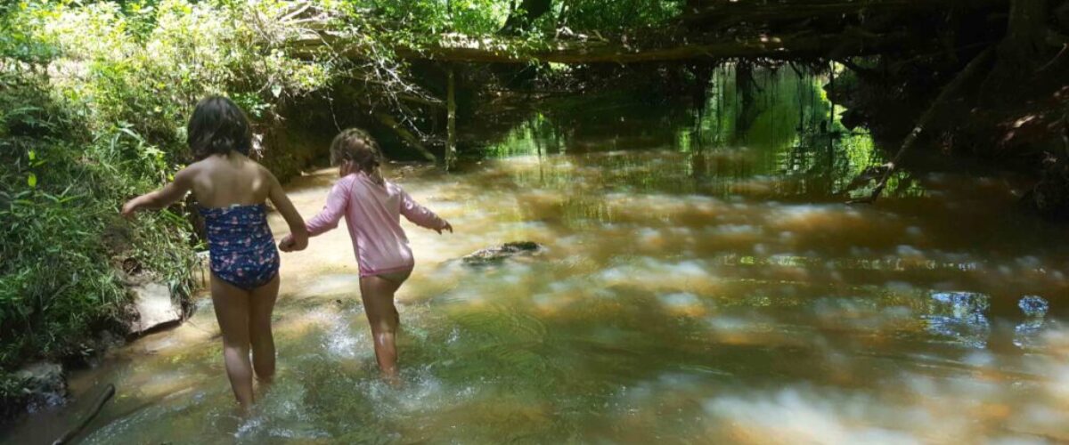girls in creek