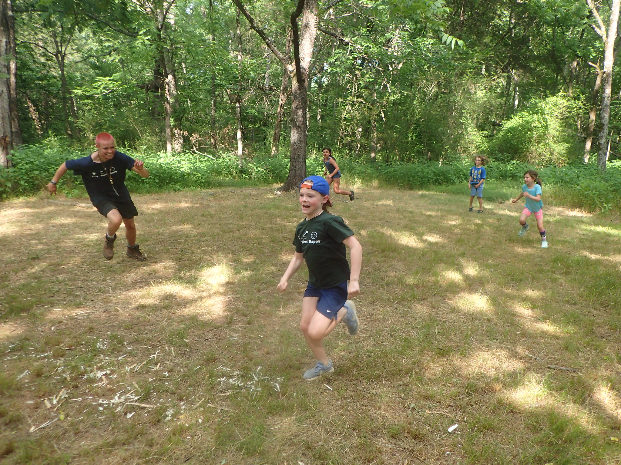 Kids running in field