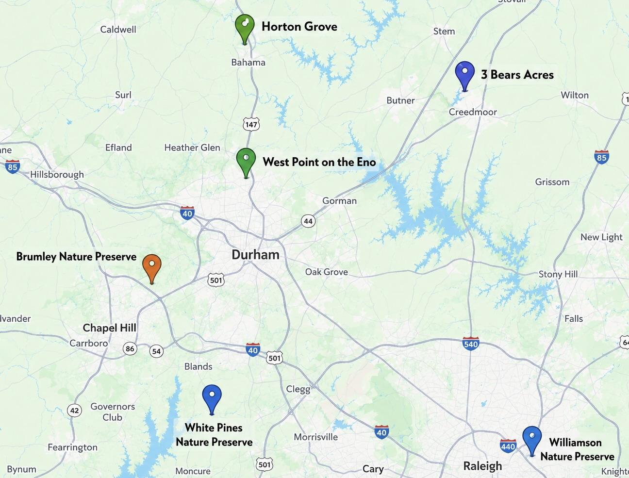 Field Trip Locations map